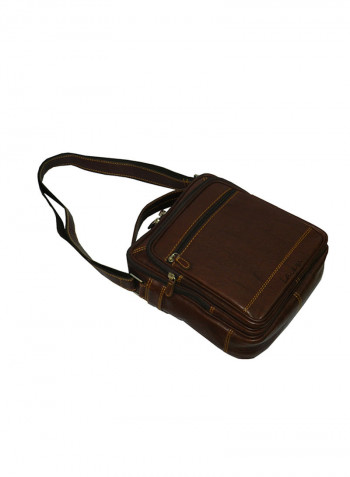 Genuine Leather Designer Travel Crossbody Bag Brown