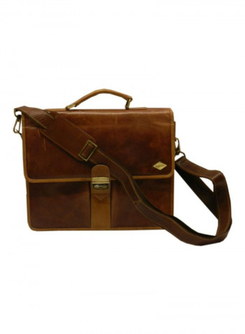 Leather Crossbody Messenger Bag Brown