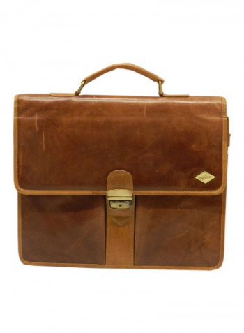 Leather Crossbody Messenger Bag Brown