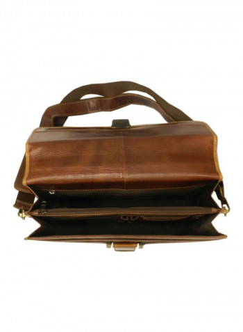 Leather Crossbody Messenger Bag Brown