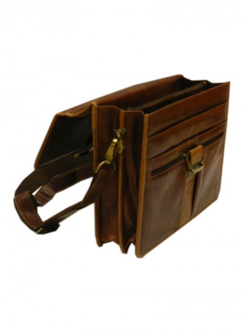 Leather Crossbody Messenger Bag Brown