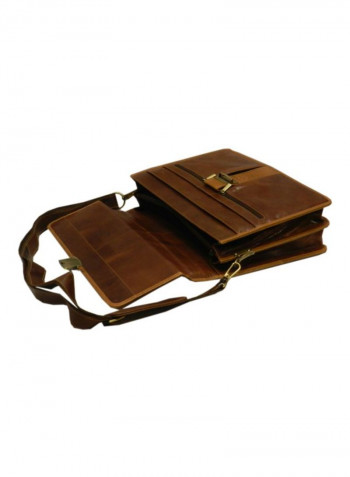 Leather Crossbody Messenger Bag Brown