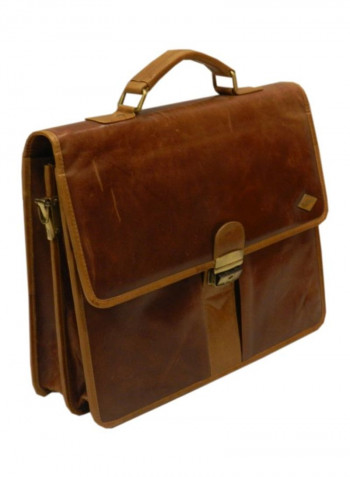 Leather Crossbody Messenger Bag Brown