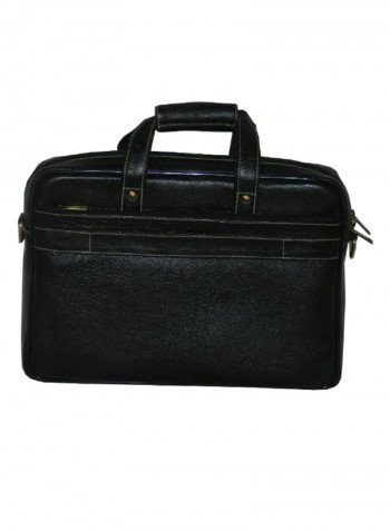 Leather Office Shoulder Bag Black