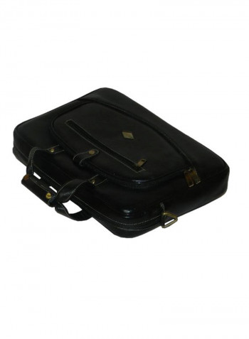 Leather Office Shoulder Bag Black
