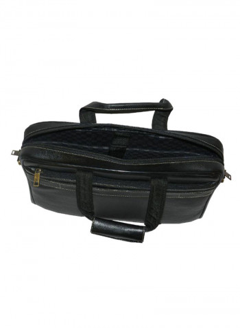 Leather Office Shoulder Bag Black
