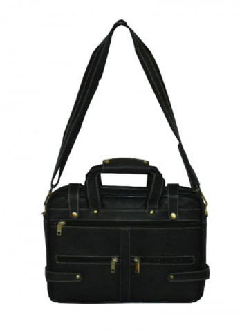 Leather Office Shoulder Bag Black