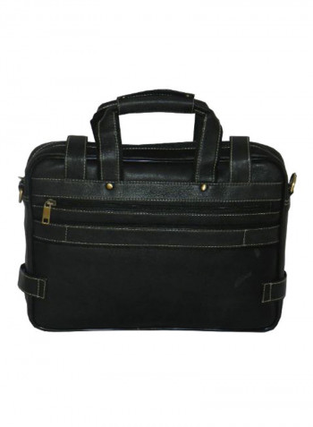 Leather Office Shoulder Bag Black