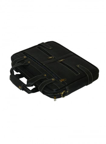 Leather Office Shoulder Bag Black