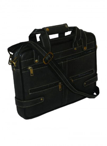 Leather Office Shoulder Bag Black