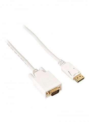 28AWG Display Port To VGA Cable 15feet White/Gold