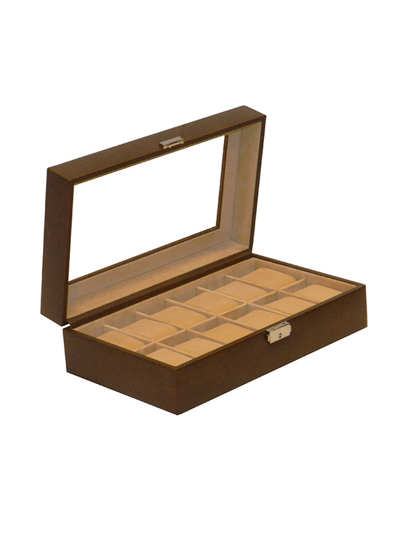 Laveri Genuine Leather Desiger 18 Watch Box With Glass Top
