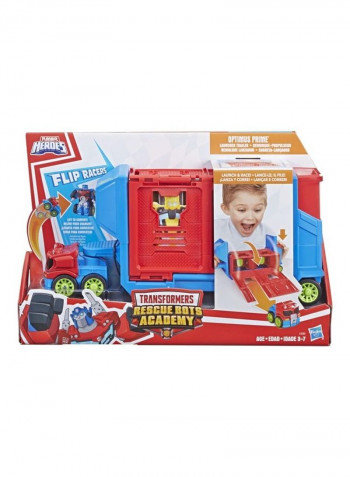 Transformers Rescue Bots Academy Flip Racers Optimus Prime Launcher Trailer 7.62 x 30.48cm