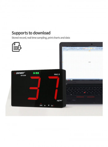 Wall Mounted Air Inspection Detector With Data Storage Function Black 23cm