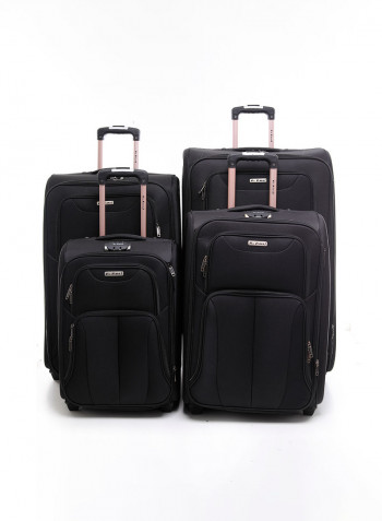 4-Piece Soft Trolley Luggage Bags Set Black