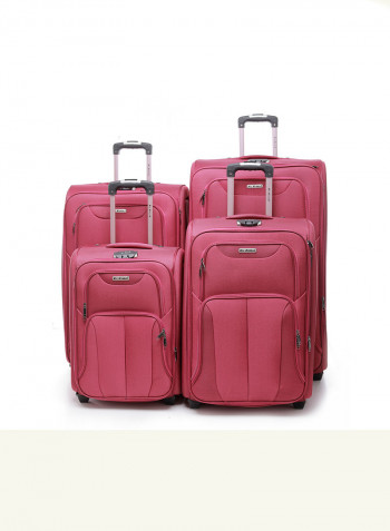 4-Piece Soft Trolley Luggage Bags Set Burgundy