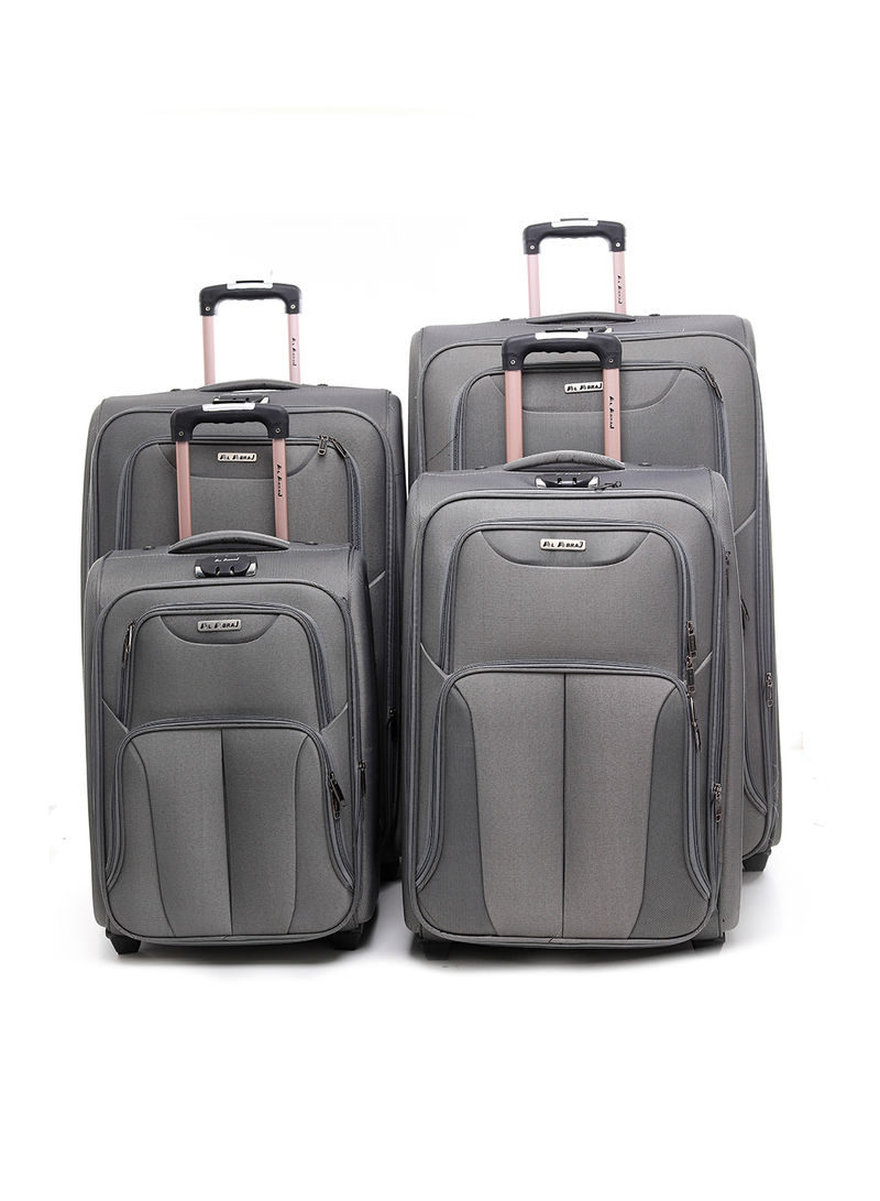 4-Piece Soft Trolley Luggage Bags Set Grey