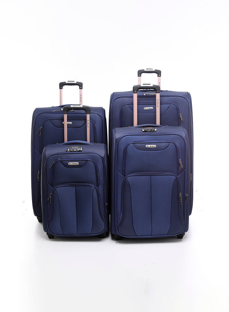 4-Piece Soft Trolley Luggage Bags Set Navy