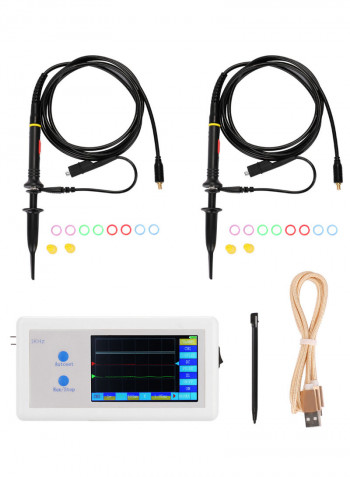 2-Channel Mini Portable LCD Digital Display Oscilloscope With Accessory Multicolour