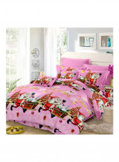 4-Piece 3D Santa Printed Duvet Cover Set Polyester Pink/Red/White King