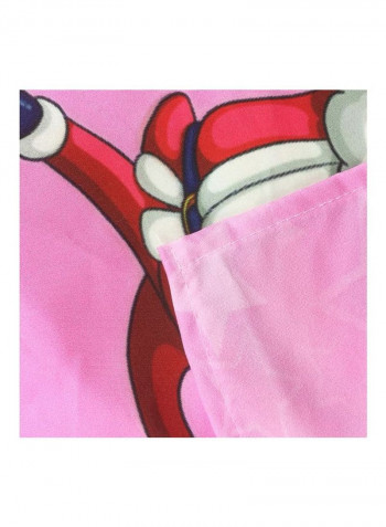 4-Piece 3D Santa Printed Duvet Cover Set Polyester Pink/Red/White King