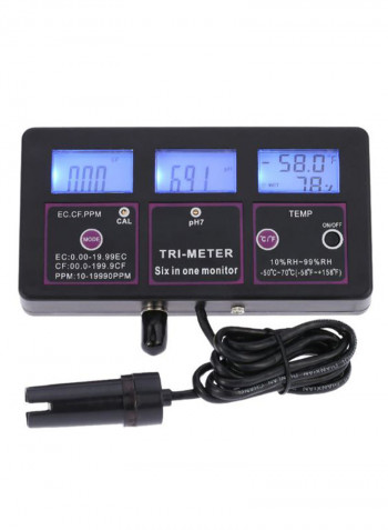 6-In-1 Multi-Function Digital LCD Water Tester Black
