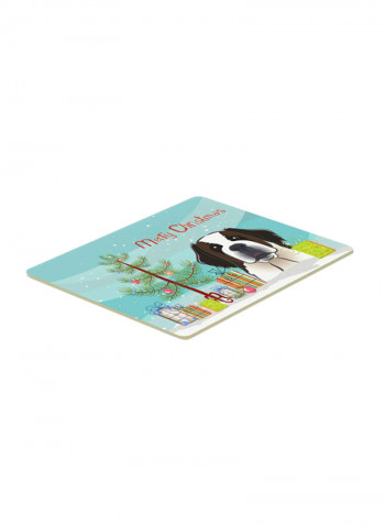 Christmas Tree And Saint Bernard Kitchen/Bath Mat Multicolour 11 x 11inch