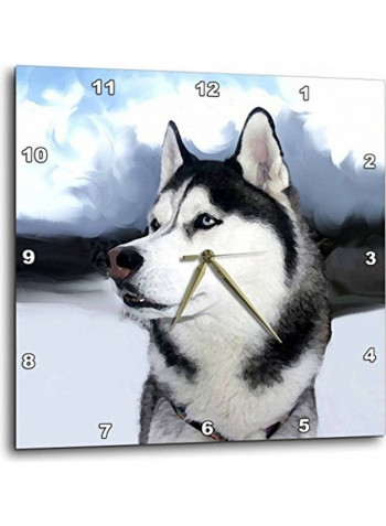 Siberian Husky Wall Clock Multicolour 13 X 13inch