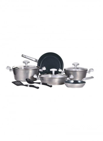 10-Piece Aluminium Blaze Induction Bottom Cookware Set Grey/Black Frypan 1x24 cm, Frypan 1x28, Casserole 1x24 cm, Casserole 1x28, Serving Pan 1x28cm