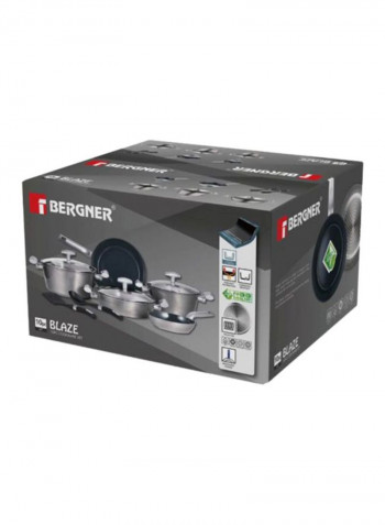 10-Piece Aluminium Blaze Induction Bottom Cookware Set Grey/Black Frypan 1x24 cm, Frypan 1x28, Casserole 1x24 cm, Casserole 1x28, Serving Pan 1x28cm