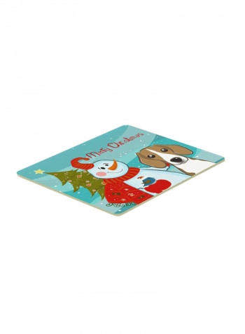 Snowman With Beagle Kitchen/Bath Mat Multicolour 11 x 11inch
