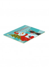 Snowman With Doberman Kitchen/Bath Mat Multicolour 11 x 11inch