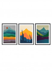 3-Piece Scandinavian Landscape Art Set Multicolor 50 x 40centimeter