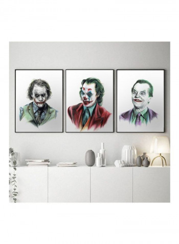 Pack Of 3 Joker Poster With Frame Multicolour 50x40centimeter