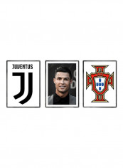 Set Of 3 Cristiano Ronaldo, Juventus, Portugal Posters With Frame Multicolour 50x40cm