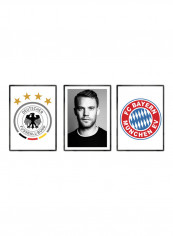Set Of 3 Manuel Neuer, Bayern Munich, Germany Posters With Frame Multicolour 50x40cm