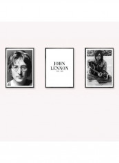Pack Of 3 John Lennon Icon Printed Posters With Frame Black/White/Grey 3x (50x40)cm