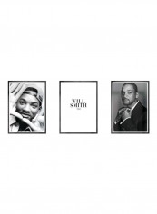 Pack Of 3 Will Smith Icon Printed Posters With Frame Black/White/Grey 3x (50x40)cm