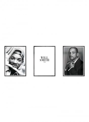 Pack Of 3 Will Smith Icon Printed Posters With Frame Black/White/Grey 3x (50x40)cm
