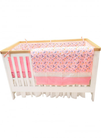 6-Piece Bedding Set Cotton Pink/White 70 x 140cm