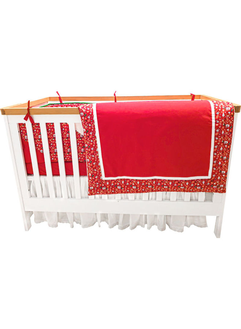 6-Piece Bedding Set Cotton Red/White 70 x 140cm