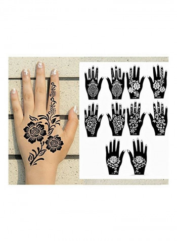 10-Piece Henna Stencil Tattoo Black