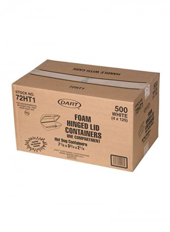 500-Piece Hot Dog Foam Hinged Container White 15.6x14.9x16.1inch