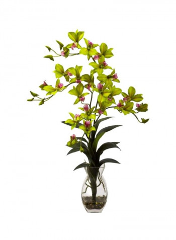 Artificial Dendrobium Orchid With Vase Green/Pink 18x10x23inch