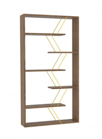 Tars Modern Bookshelf Brown/Gold 84x157x24cm