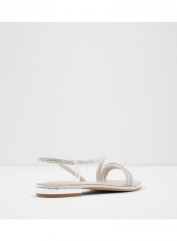 Wicorebeth Open Toe Flat Sandals Silver/Beige