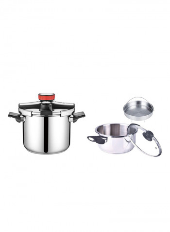 4-Piece Stainless Steel Cookware Cookware Set Silver/Black