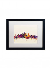 Philadelphia Pennsylvania Skyline Artwork Framed Wall Art multicolour 11 x 14inch