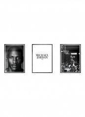 Pack Of 3 Michael Jordan Icon Printed Posters With Frame Black/White/Grey 3x (50x40)cm