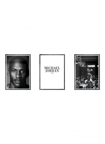 Pack Of 3 Michael Jordan Icon Printed Posters With Frame Black/White/Grey 3x (50x40)cm